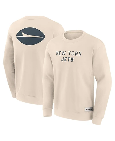 Fanatics Men's Cream New York Jets Elements Future Ground Lettering Pullover Sweatshirt