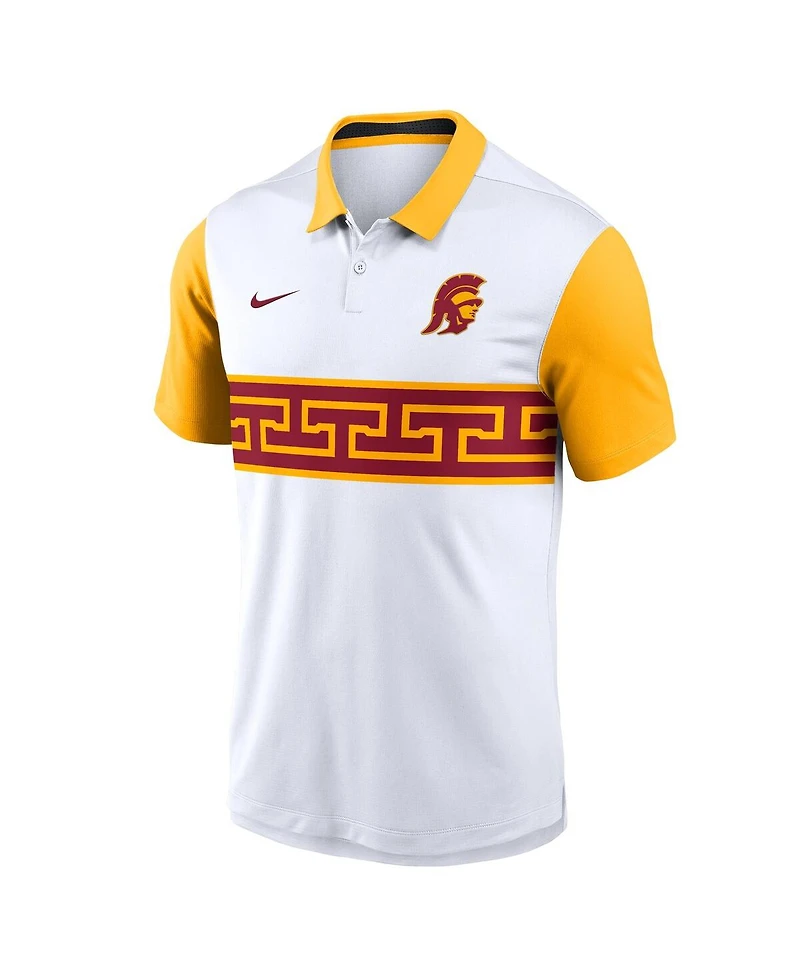 Nike Men's White/Gold Usc Trojans Athletic Prep Alt Logo Vapor Performance Polo Shirt