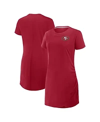 Fanatics Women's Scarlet San Francisco 49ers Ruched Drape T-Shirt Dress