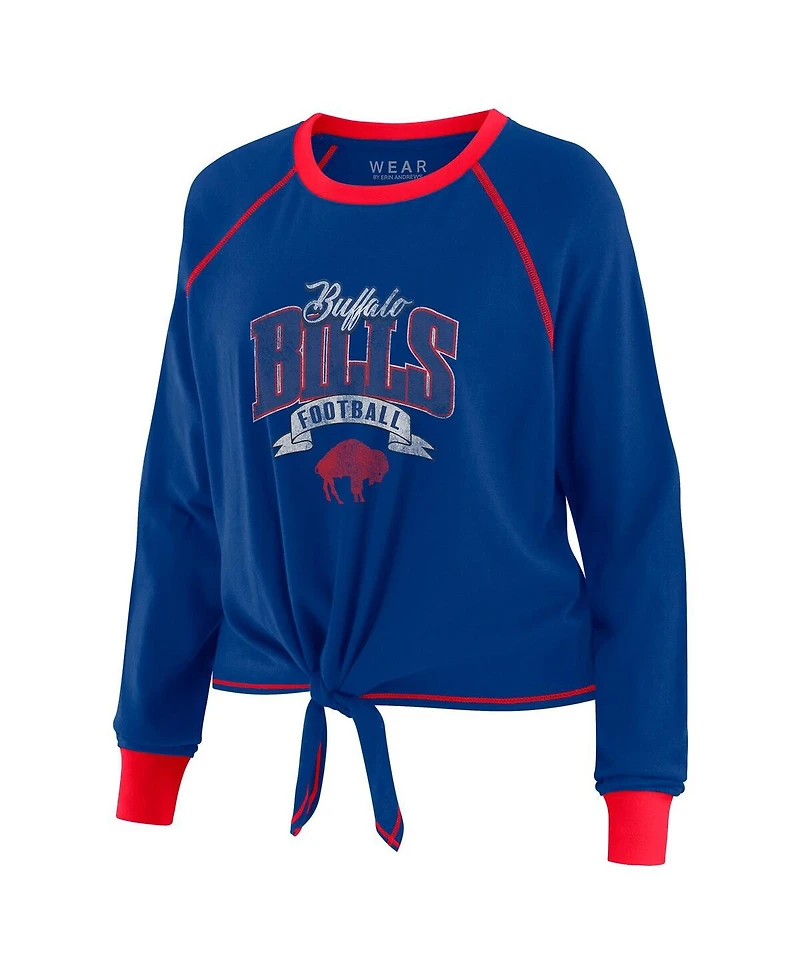 Wear by Erin Andrews Women's Royal/Red Buffalo Bills Plus Size Tie-Front Long Sleeve Top