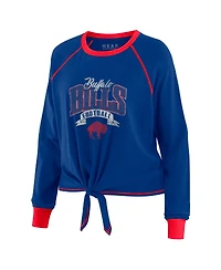 Wear by Erin Andrews Women's Royal/Red Buffalo Bills Plus Size Tie-Front Long Sleeve Top