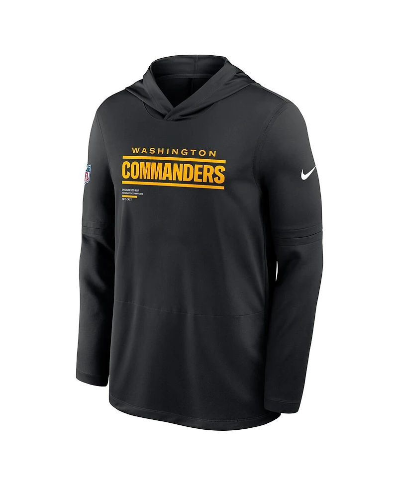 Nike Men's Black Washington Commanders Sideline Pure Fury Performance Long Sleeve Hoodie T-Shirt
