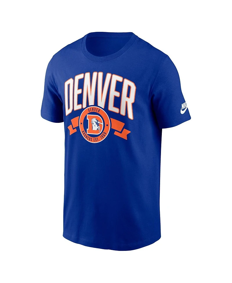 Nike Men's Royal Denver Broncos Rewind Front and Back Hit Essential T-Shirt