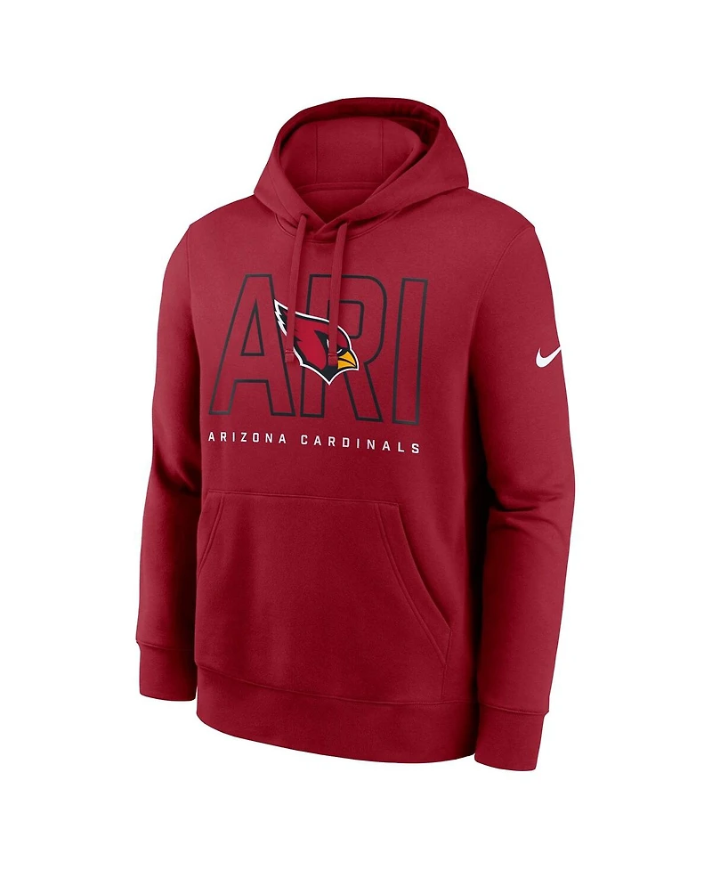 Nike Men's Cardinal Arizona Cardinals Busted Play Club Fleece Pullover Hoodie