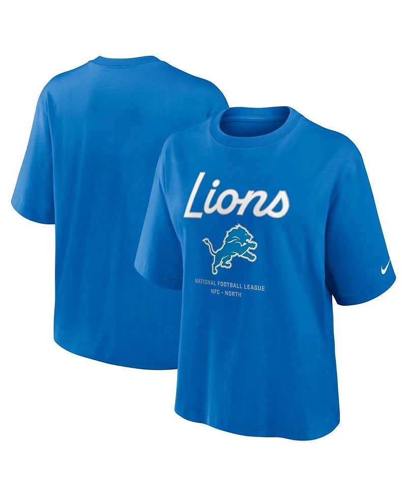 Nike Women's Blue Detroit Lions Essential Script Boxy T-Shirt