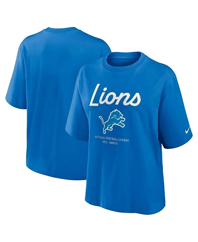 Nike Women's Blue Detroit Lions Essential Script Boxy T-Shirt