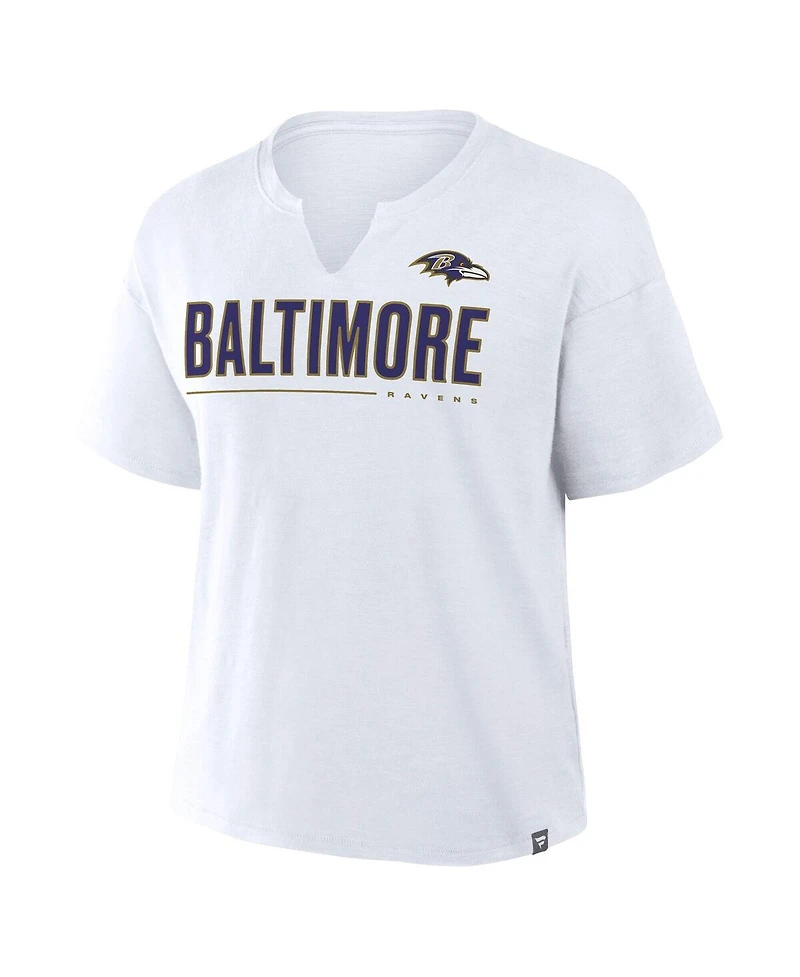 Fanatics Women's White Baltimore Ravens Redzone Slub Boxy T-Shirt