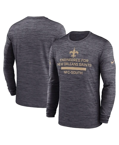 Nike Men's Black New Orleans Saints Sideline Velocity Performance Long Sleeve T-Shirt