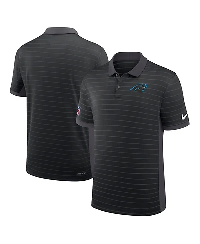 Nike Men's Black Carolina Panthers Sideline Victory Stripe Performance Polo Shirt