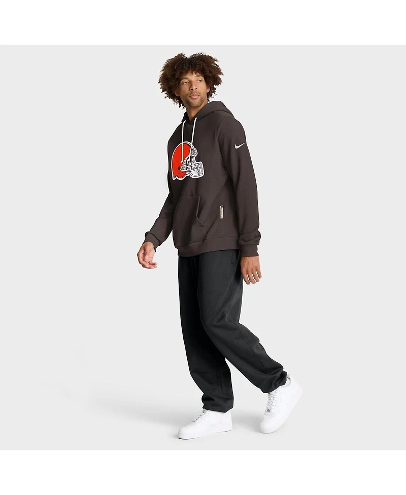 Nike Men's Brown Cleveland Browns Sideline Initial Home Performance Pullover Hoodie