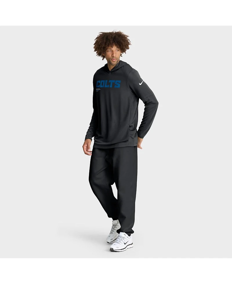 Nike Men's Black Indianapolis Colts Sideline Pure Fury Performance Long Sleeve Hoodie T-Shirt