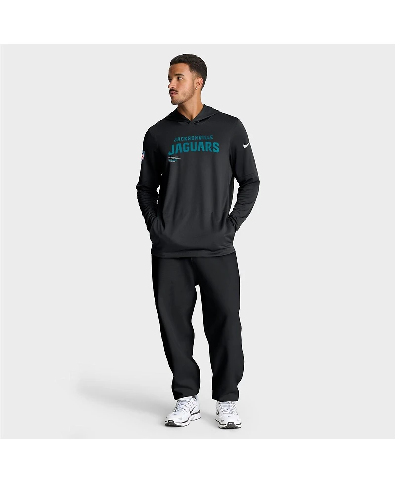 Nike Men's Black Jacksonville Jaguars Sideline Pure Fury Performance Long Sleeve Hoodie T-Shirt
