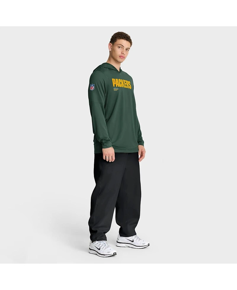 Nike Men's Green Bay Packers Sideline Pure Fury Performance Long Sleeve Hoodie T-Shirt