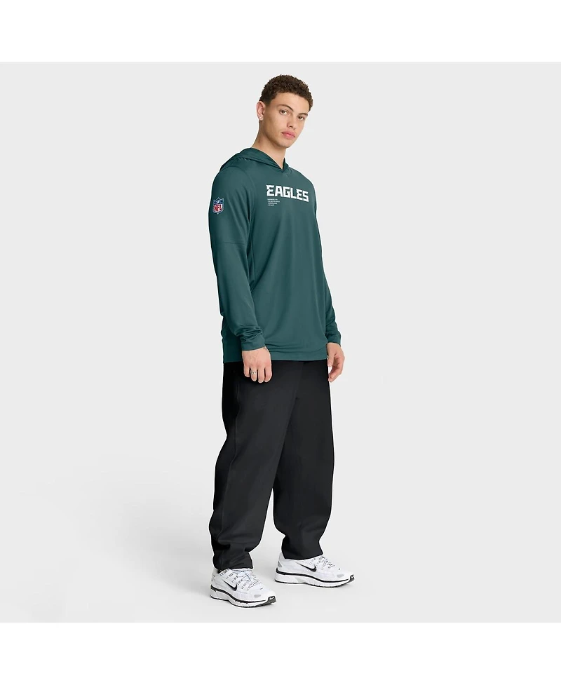 Nike Men's Midnight Green Philadelphia Eagles Sideline Pure Fury Performance Long Sleeve Hoodie T-Shirt