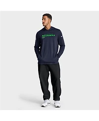 Nike Men's College Navy Seattle Seahawks Sideline Pure Fury Performance Long Sleeve Hoodie T-Shirt