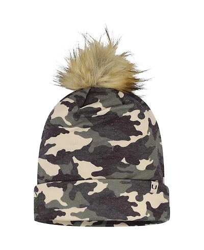 Top of the World Men's Camo Miami Hurricanes Operation Hat Trick Woven Cuffed with Pom Knit Hat