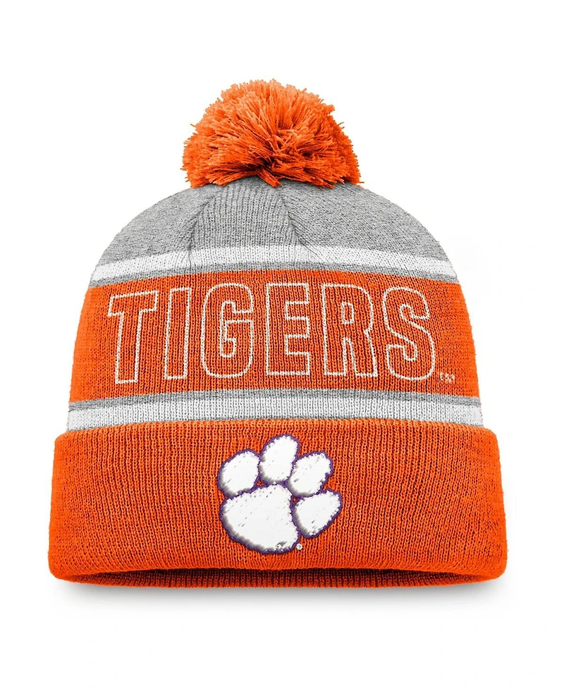 Top of the World Men's Orange Clemson Tigers Two-Tone Cuffed with Pom Knit Hat