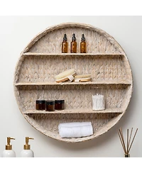 Annulus 24.61" 3-Shelf Circular Hand-Woven Hyacinth Wall Rack