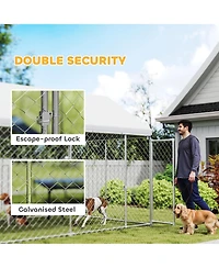 PawHut 19.7' x 7.5' x 7.9' Outdoor Dog Kennel with Roof, Secure Latch