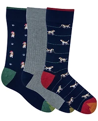 Gold Toe Men's 3-Pack Holiday Hound Reinforced Toe Crew Socks