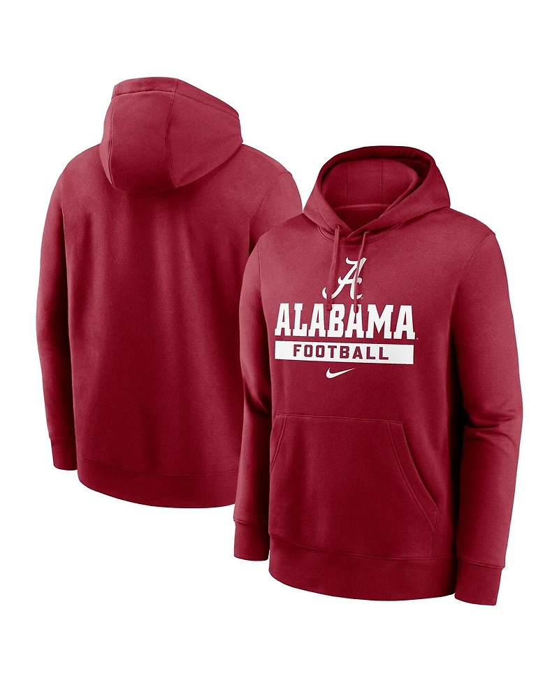Nike Men's Crimson Alabama Tide Football Stack Club Fleece Pullover Hoodie