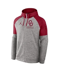 Jordan Men's Heather Gray Oklahoma Sooners Fitness Raglan Performance Full-Zip Hoodie