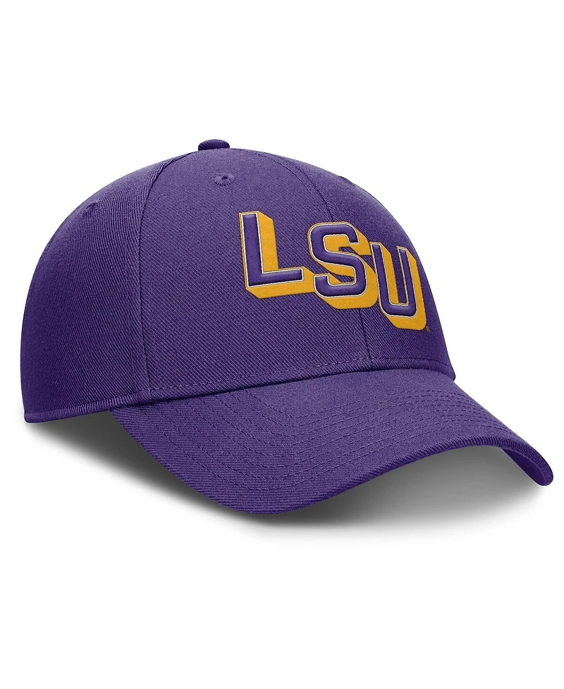 Nike Men's Purple Lsu Tigers Slanted Primetime Rise Performance Adjustable Hat