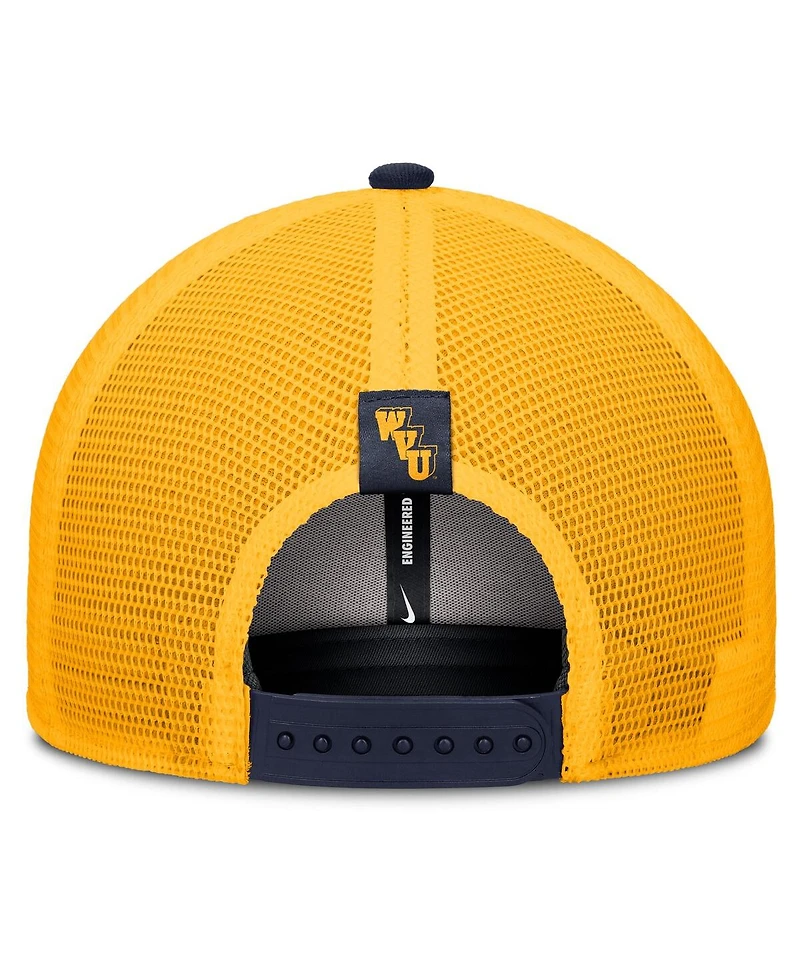 Nike Men's Navy/Gold West Virginia Mountaineers Legacy Arch Rise Performance Trucker Adjustable Hat