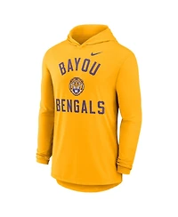 Nike Men's Gold Lsu Tigers Classic Arch Tri-Blend Performance Long Sleeve Hoodie T-Shirt