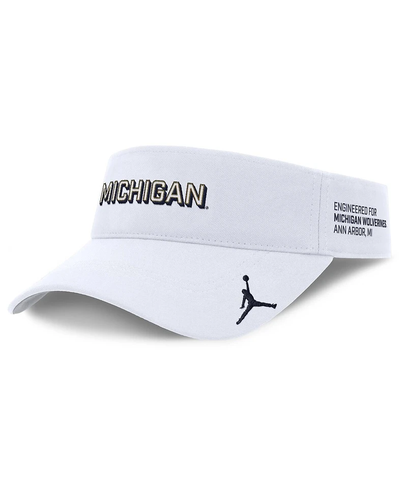 Jordan Men's White Michigan Wolverines 2025 On-Field Gameday Performance Ace Adjustable Visor Hat