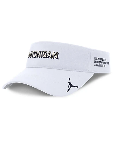 Jordan Men's White Michigan Wolverines 2025 On-Field Gameday Performance Ace Adjustable Visor Hat
