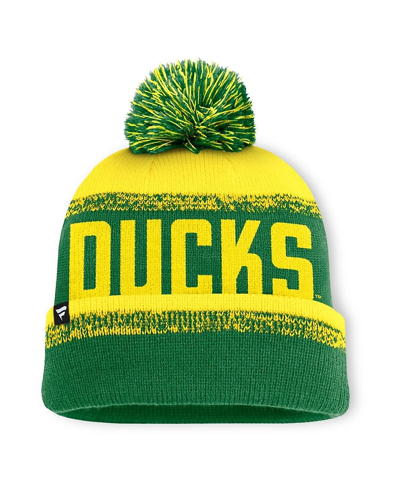 Fanatics Men's Green/Yellow Oregon Ducks Thrive Cuffed Knit with Pom Hat