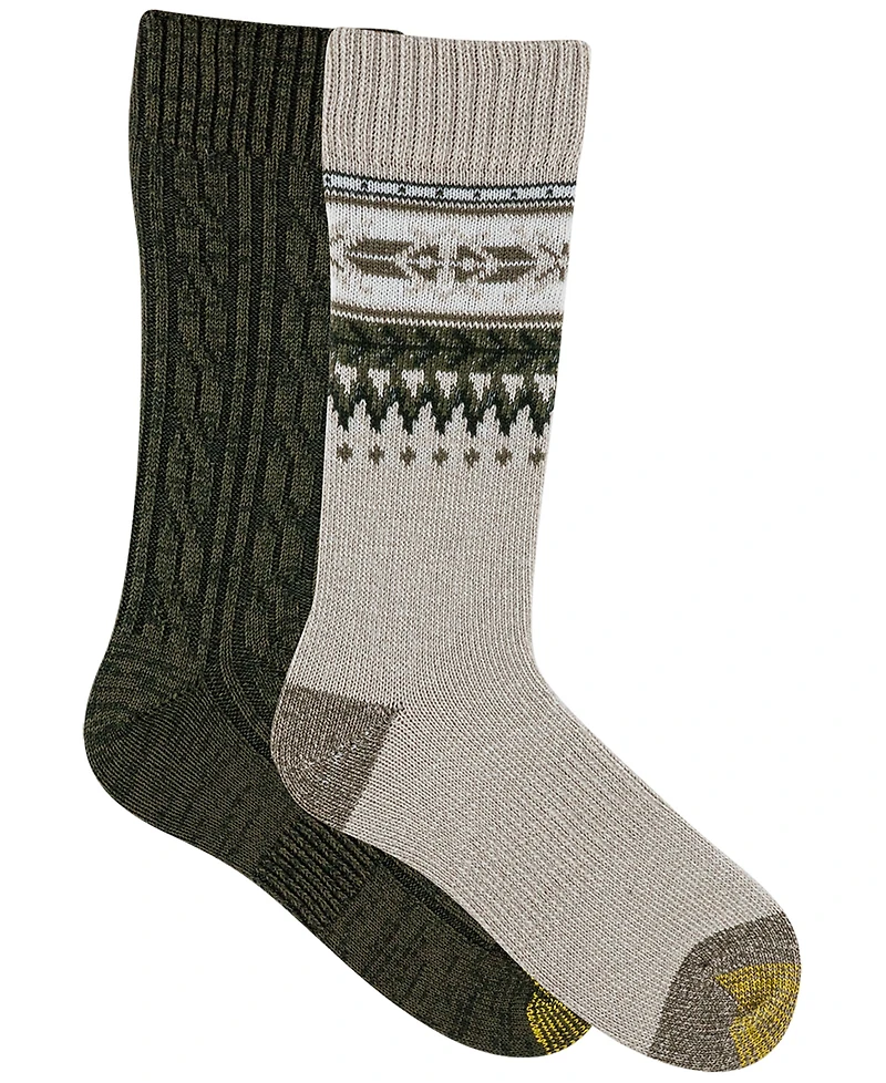 Gold Toe Men's 2-Pack Fairisle Border Reinforced Toe Crew Socks