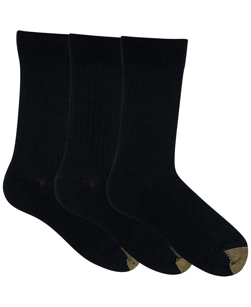 Gold Toe Men's 3-Pack Felix Texture Reinforced Toe Crew Socks