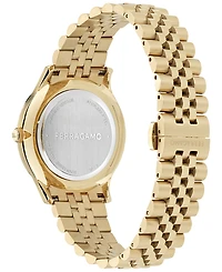 Ferragamo Men's Swiss Duo Diamond (1/20 ct. t.w.) Gold Ion Plated Bracelet Watch 40mm