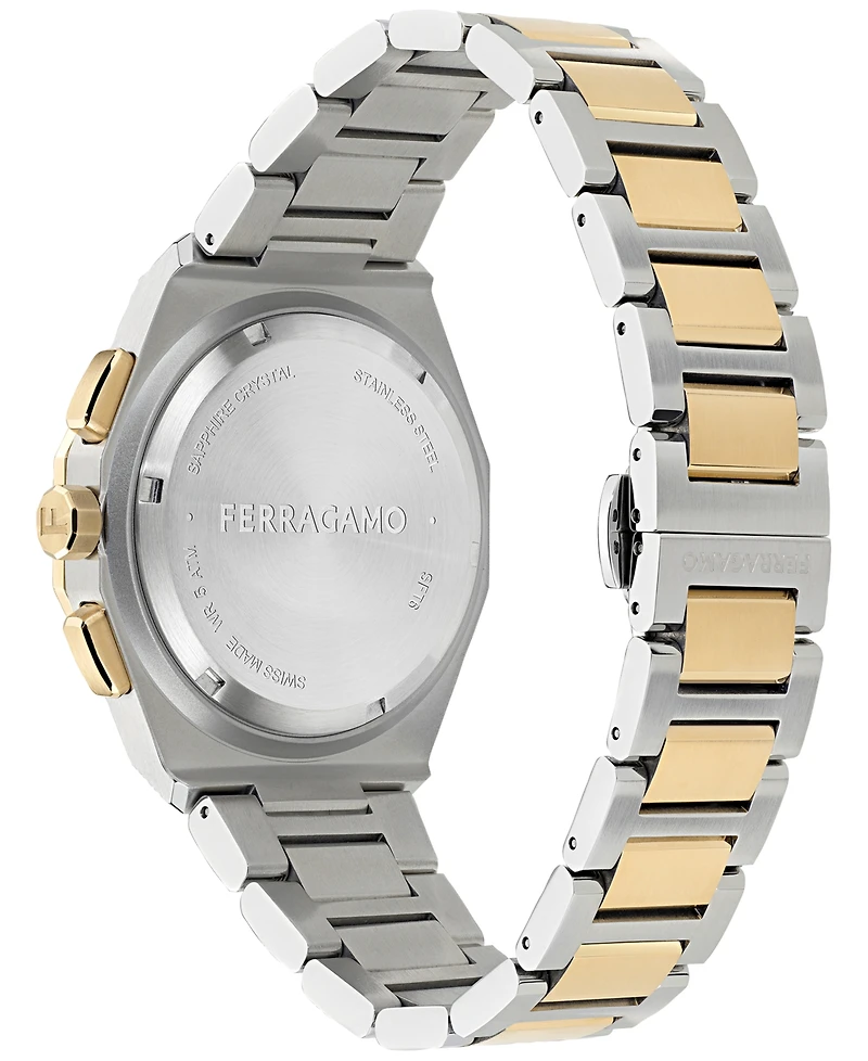 Ferragamo Men's Swiss Chronograph Edge Two-Tone Stainless Steel Bracelet Watch 42mm