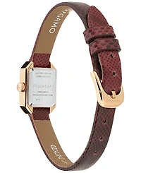 Ferragamo Women's Swiss Crystal Petite Burgundy Leather Strap Watch 15x20mm
