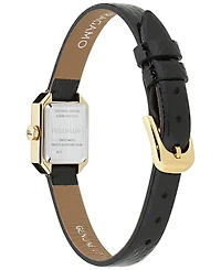 Ferragamo Women's Swiss Crystal Petite Black Leather Strap Watch 15x20mm