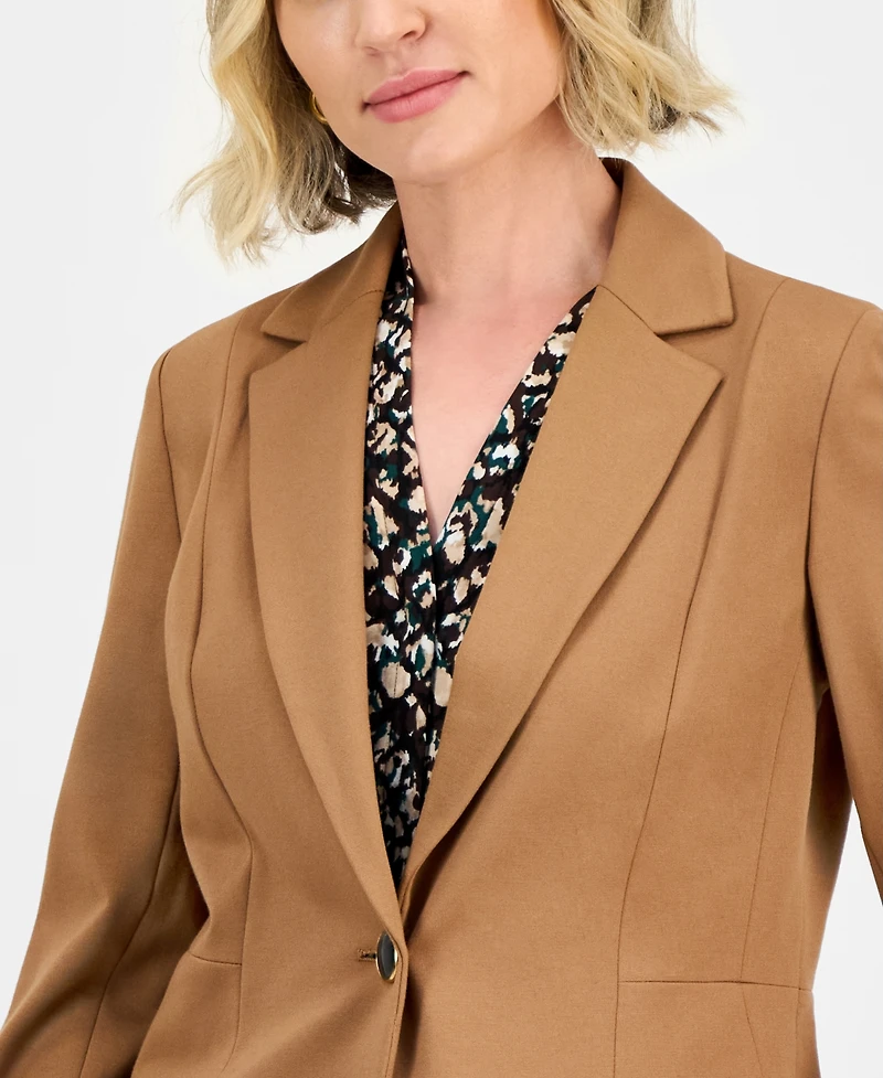 Kasper Compression One-Button Long-Sleeve Jacket, Regular & Petite