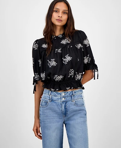 And Now This Women's Embroidered Lace-Trim Blouse, Macy's Exclusive
