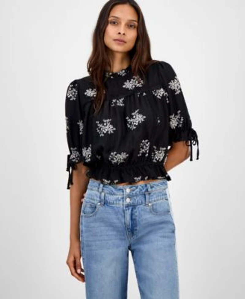 Now This Womens Embroidered Lace Trim Blouse Pxxs 2xl Macys Exclusive