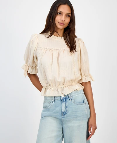 And Now This Women's Embroidered Lace-Trim Blouse, Macy's Exclusive