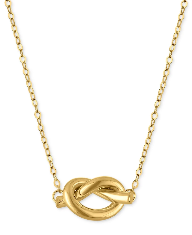 Polished Love Knot Station 18" Pendant Necklace in 10k Gold
