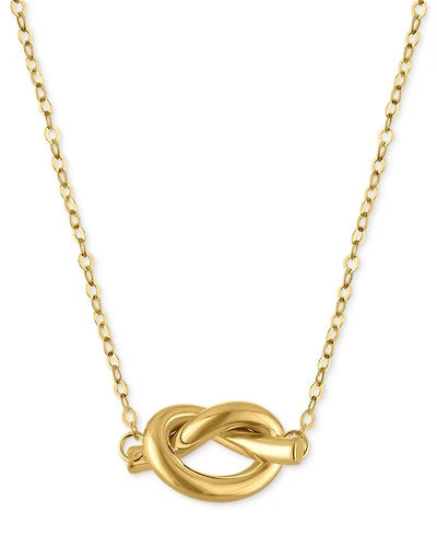 Polished Love Knot Station 18" Pendant Necklace in 10k Gold