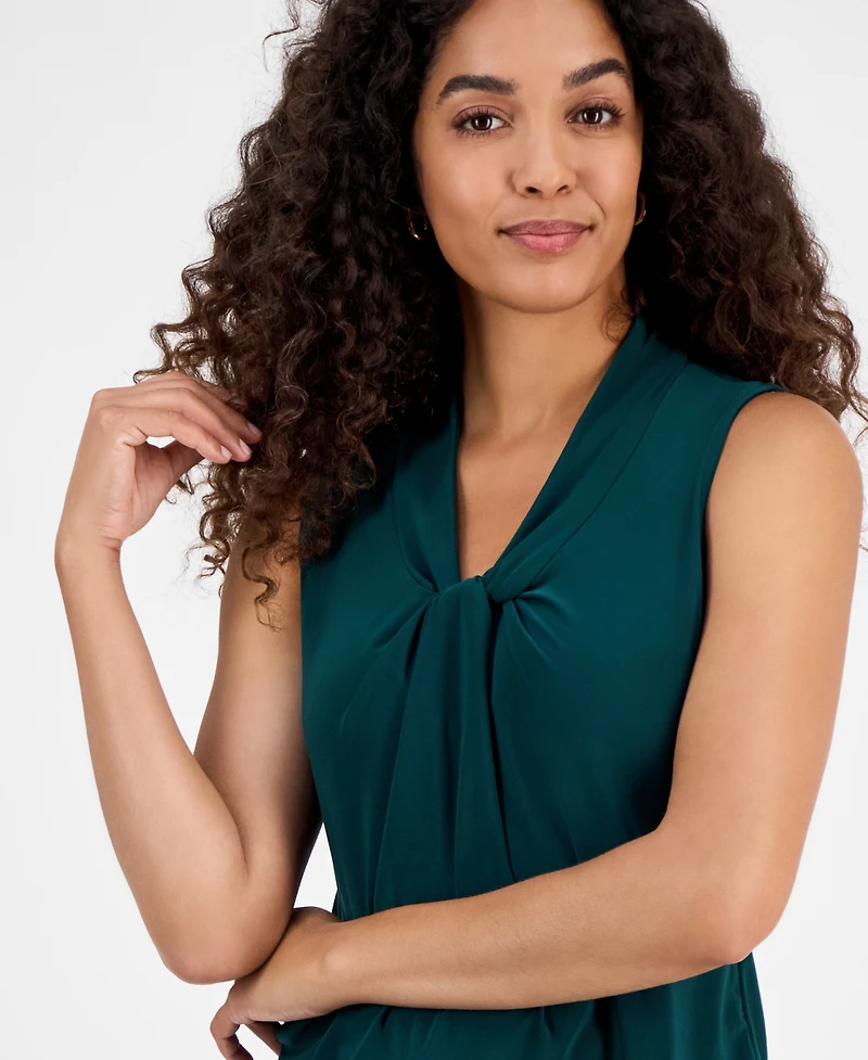 Kasper Women's Sleeveless Knot Front Jersey Top