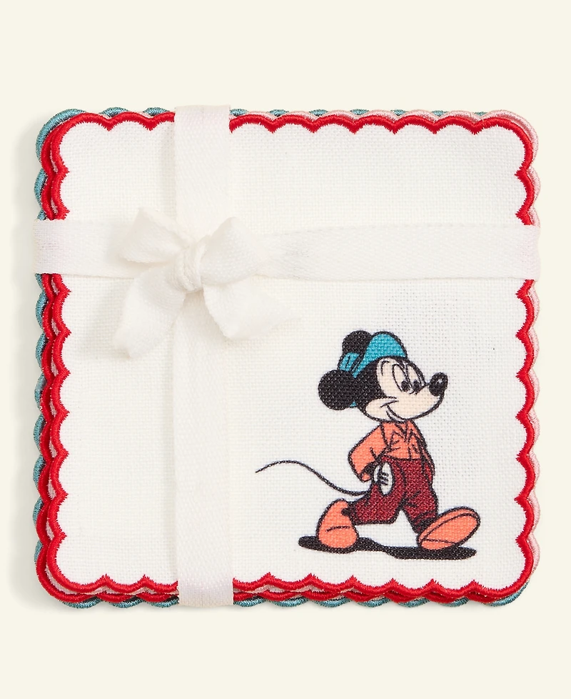 Disney | Macy's Mickey Mouse & Friends Embroidered Cocktail Napkins, Set of 6, Macy's Exclusive