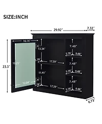 Casainc 30" x 28" Wall Mounted Medicine Cabinet with Mirror and 3 Open Shelves, Bathroom Storage (No Vanity)