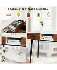 Mecale 42 Inch Industrial Console Table with 2 Drawers for Entryway Hallway