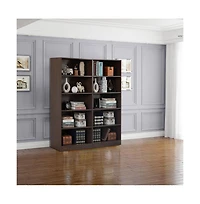 Basicwise Freestanding Classic Wooden Display Bookshelf, Floor Standing Bookcase, with 5 Open Display Shelves