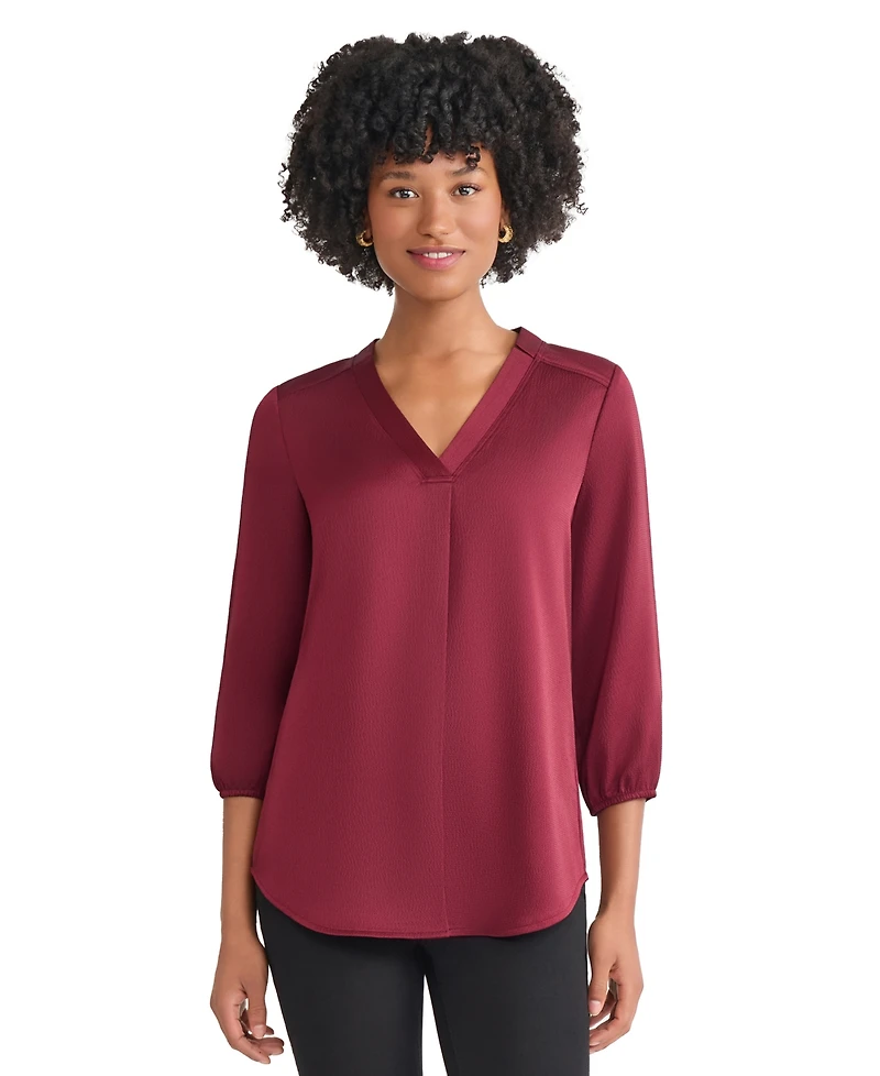 Jones New York Women's V-Neck 3/4 Sleeve Top